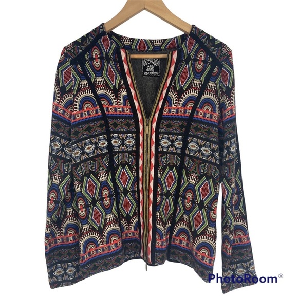 Aldo Martins  zip front cardigan sweater abstract patterns large - Picture 1 of 6